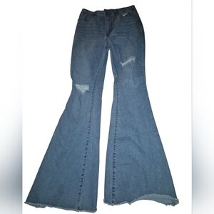 refuge Light Blue Distressed Flare Jeans